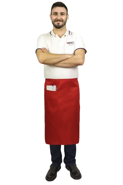 Piros szakácskötény 75 cm hosszú