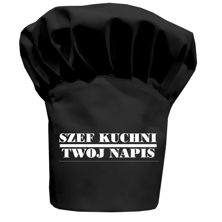 Fekete Master Chef szakács sapka a te feliratoddal.