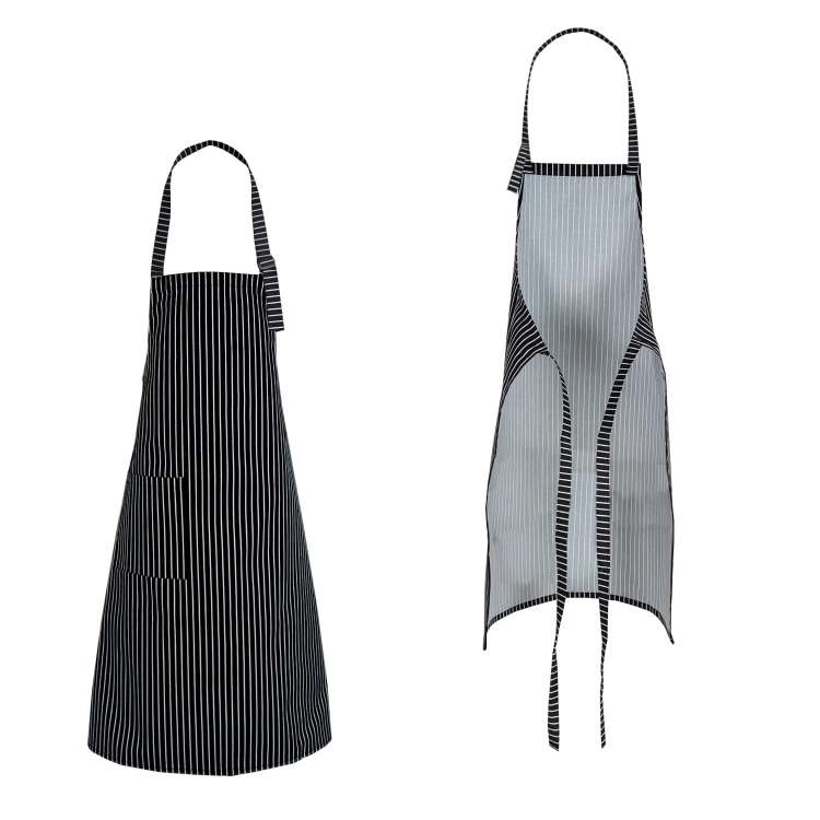 Fekete szakácskötény fehér csíkokkal 90 cm