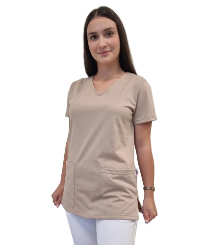 Bluza medyczna w kolorze beżowym z elastycznej bawełny