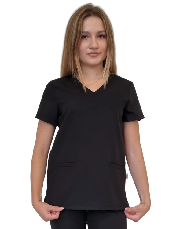 Damska bluza medyczna czarna BASIC PREMIUM
