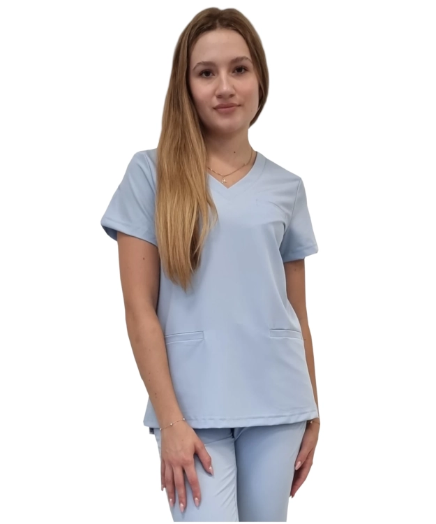 Damska bluza medyczna BASIC PREMIUM w kolorze niebieskim