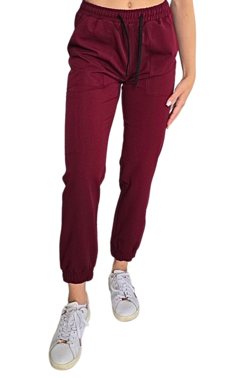 Joggery medyczne w kolorze bordowym Casual Premium