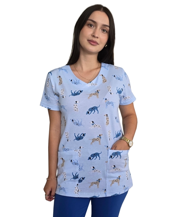 Bluza medyczna we wzorek 100% elastyczna bawełna - wzór W18