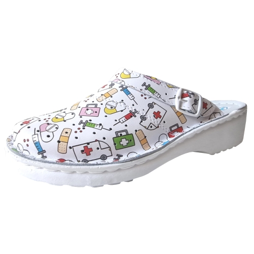 Buty medyczne damskie z kolorowym motywem W1