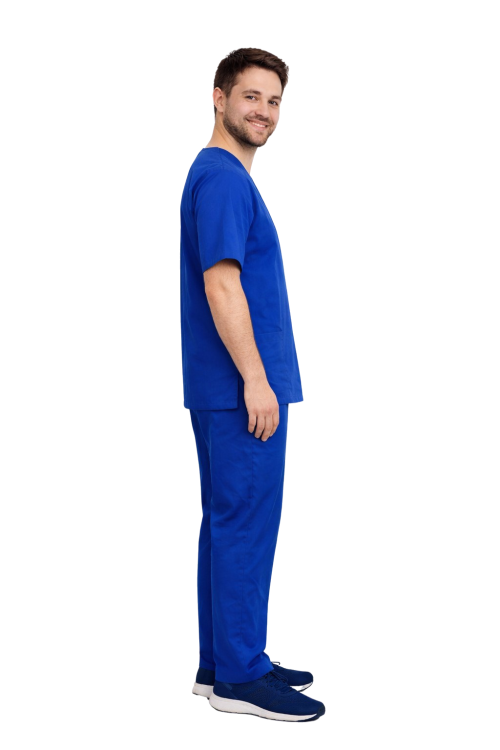 Kék virág minta férfi orvosi szett CLINIC