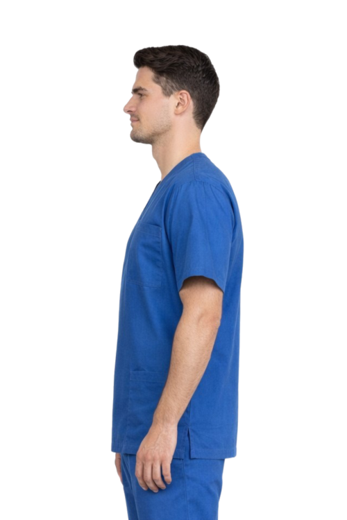 Chabrowa bluza chirurgiczna męska z bawełny