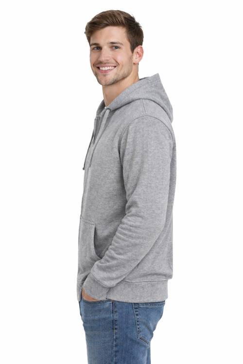 Bluza-męska-zapinana-na-zamek-z-kapturem-kieszeniami-szara-widok-z-boku.png
