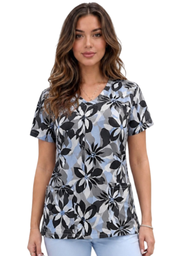 Bluza medyczna we wzorek 100% elastyczna bawełna