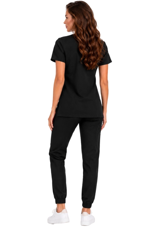 Damski komplet medyczny czarny – scrubs CASUAL PREMIUM_tył