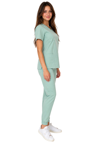Miętowy   komplet medyczny damski – scrubs CASUAL PREMIUM-bok.png