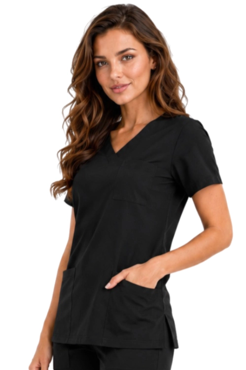 Casual Premium damska bluza medyczna czarna _bok.png