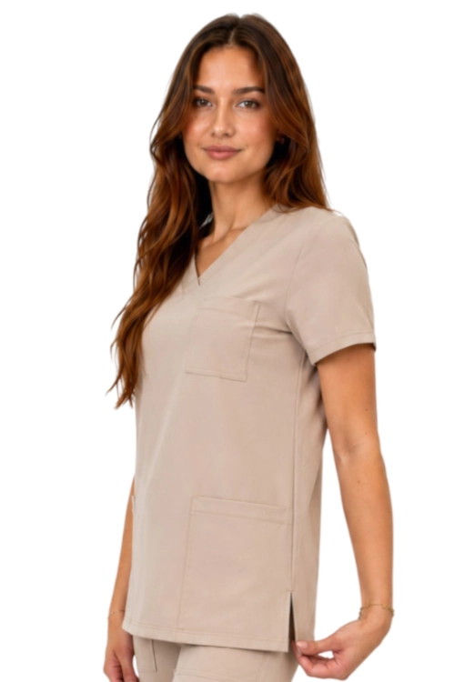 Casual Premium damska bluza medyczna beżowa_bok.png