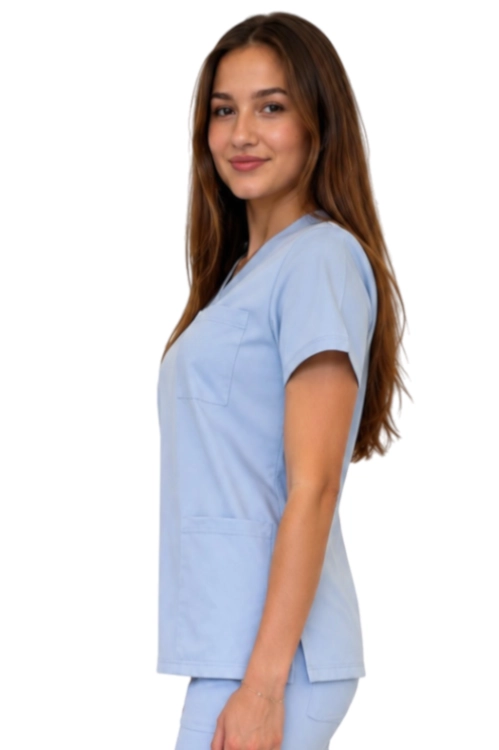 Casual Premium damska bluza medyczna niebieska_bok.png