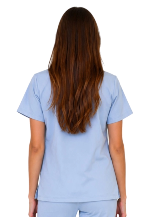 Niebieska bluza medyczna damska Casual Premium_tył.png