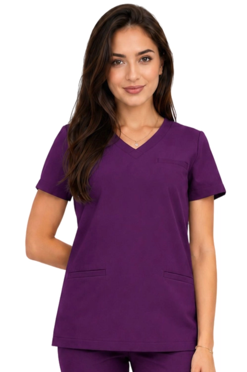 Fioletowa bluza medyczna damska BASIC PREMIUM_przód