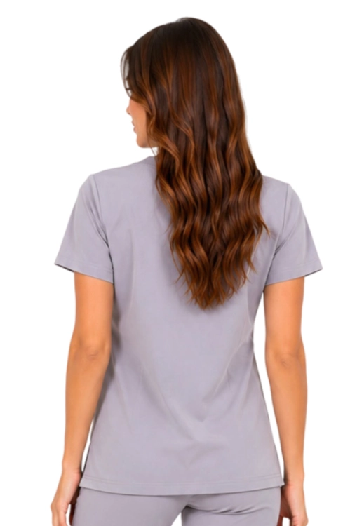 Szara damska bluza medyczna BASIC PREMIUM_tył.png
