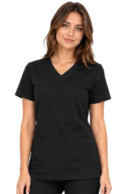 Czarna bluza medyczna damska BASIC PREMIUM_przód.png