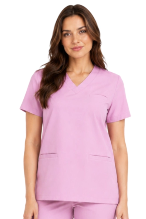 Pudrowy róż  bluza medyczna damska BASIC PREMIUM_przód.png